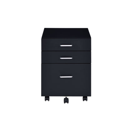 ACME Tennos Cabinet, Black & Chrome Finish 93199