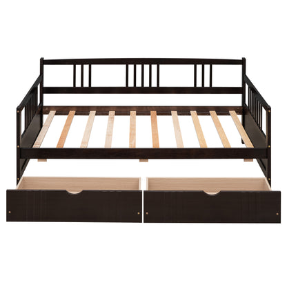 Twin Size Daybed Wood Bed with Two Drawers,Espresso(OLD SKU:LP000057AAP)