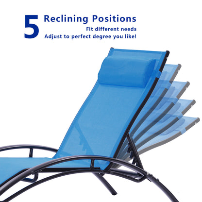 2PCS Set Chaise Lounges Outdoor Lounge Chair Lounger Recliner Chair For Patio Lawn Beach Pool Side Sunbathing