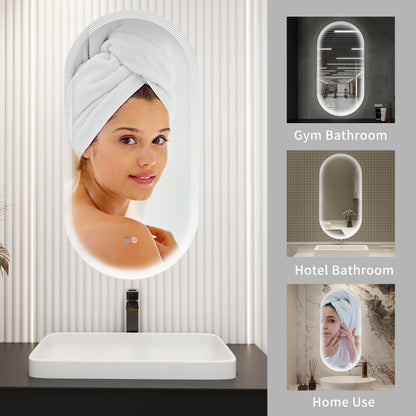 18 x 35 Inch Switch-Held Memory LED Mirror, Wall-Mounted Vanity Mirrors, Bathroom Anti-Fog Mirror, Dimmable Bathroom Mirror