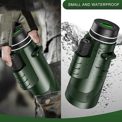 Outdoor 40x Magnification Monocular Waterproof Telescope Green