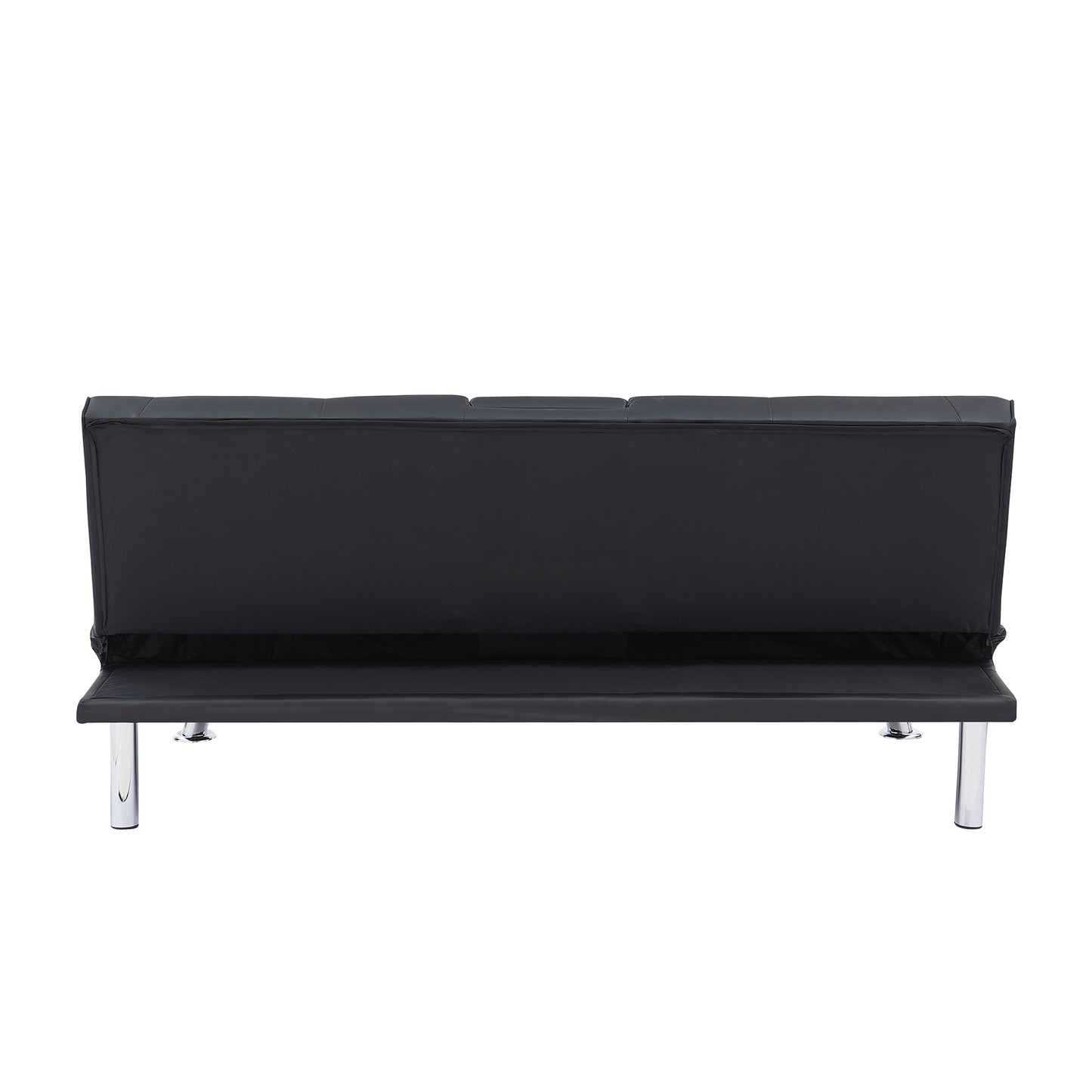 Black Leather Multifunctional Double Folding Sofa Bed for Office with Coffee Table