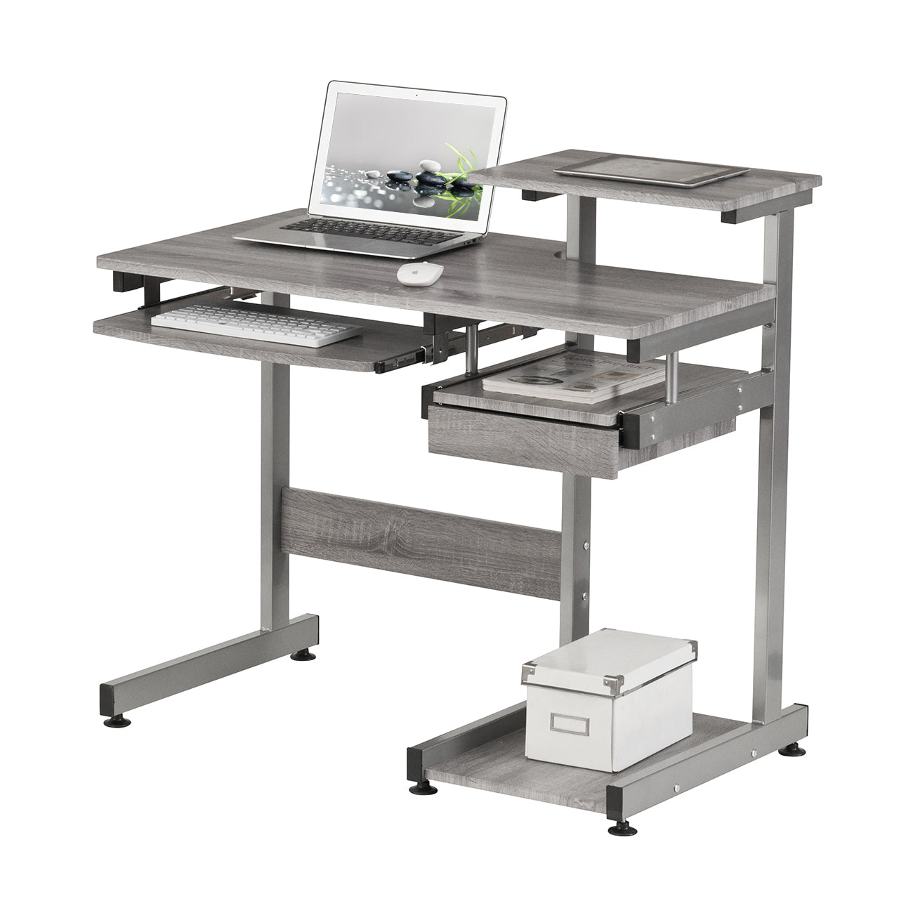 Techni Mobili Complete Computer Workstation Desk, Grey