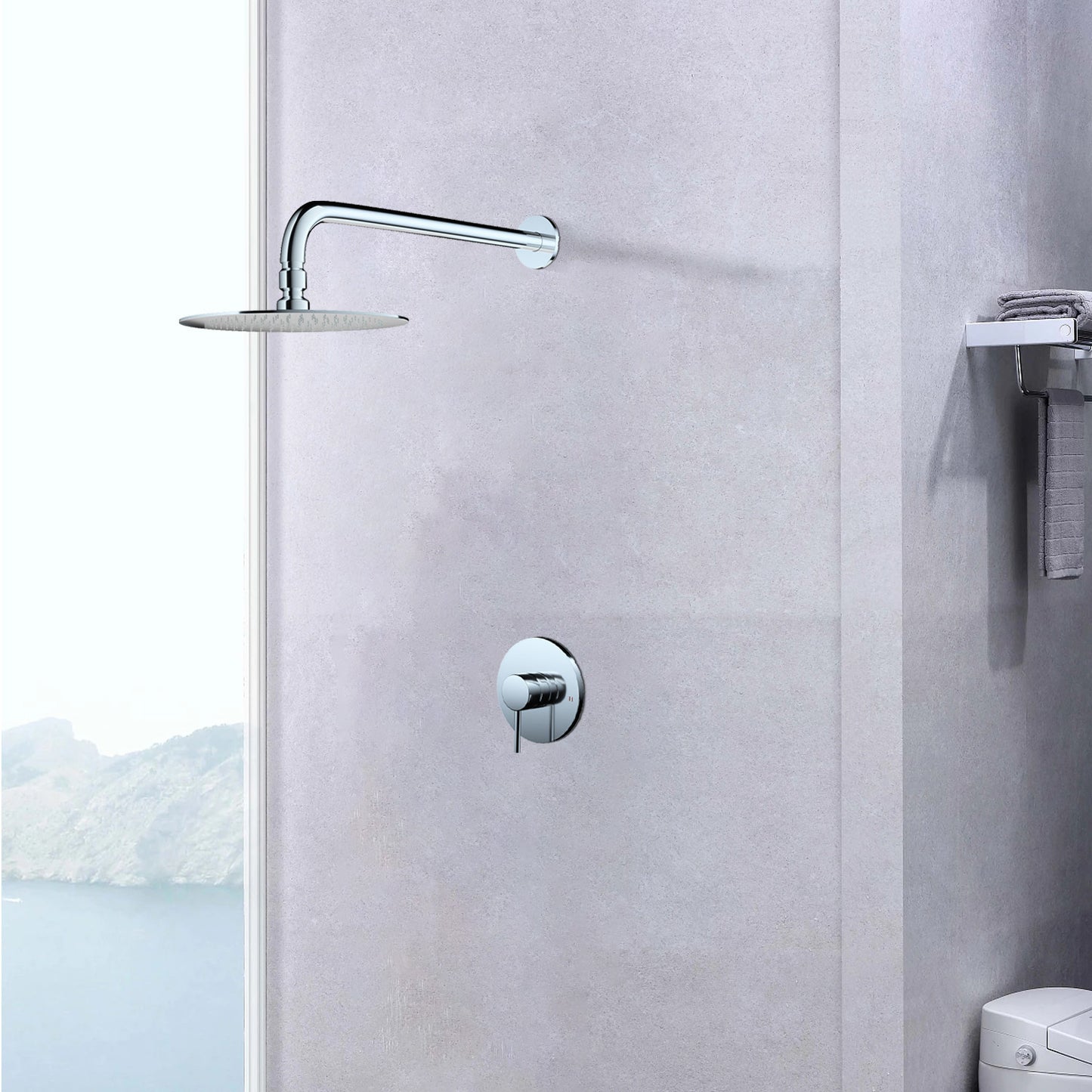 Wall Mounted Shower Faucet in Chrome(Valve Included)