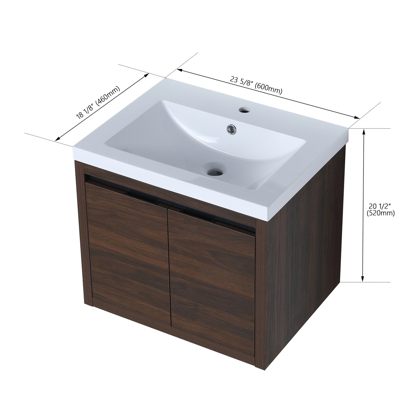 Bathroom Cabinet With Sink,Soft Close Doors,Float Mounting Design,24 Inch For Small Bathroom,24x18KD-Packing）