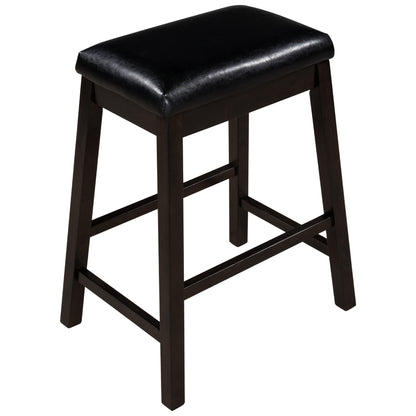 TOPMAX 4 Pieces Counter Height Wood Kitchen Dining Upholstered Stools for Small Places, Brown Finish+ Black Cushion