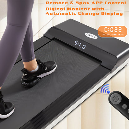 Walking Pad Treadmill Under Desk for Home Office Fitness, Mini Portable Treadmill with APP Remote Control and 16 Inch Running Area