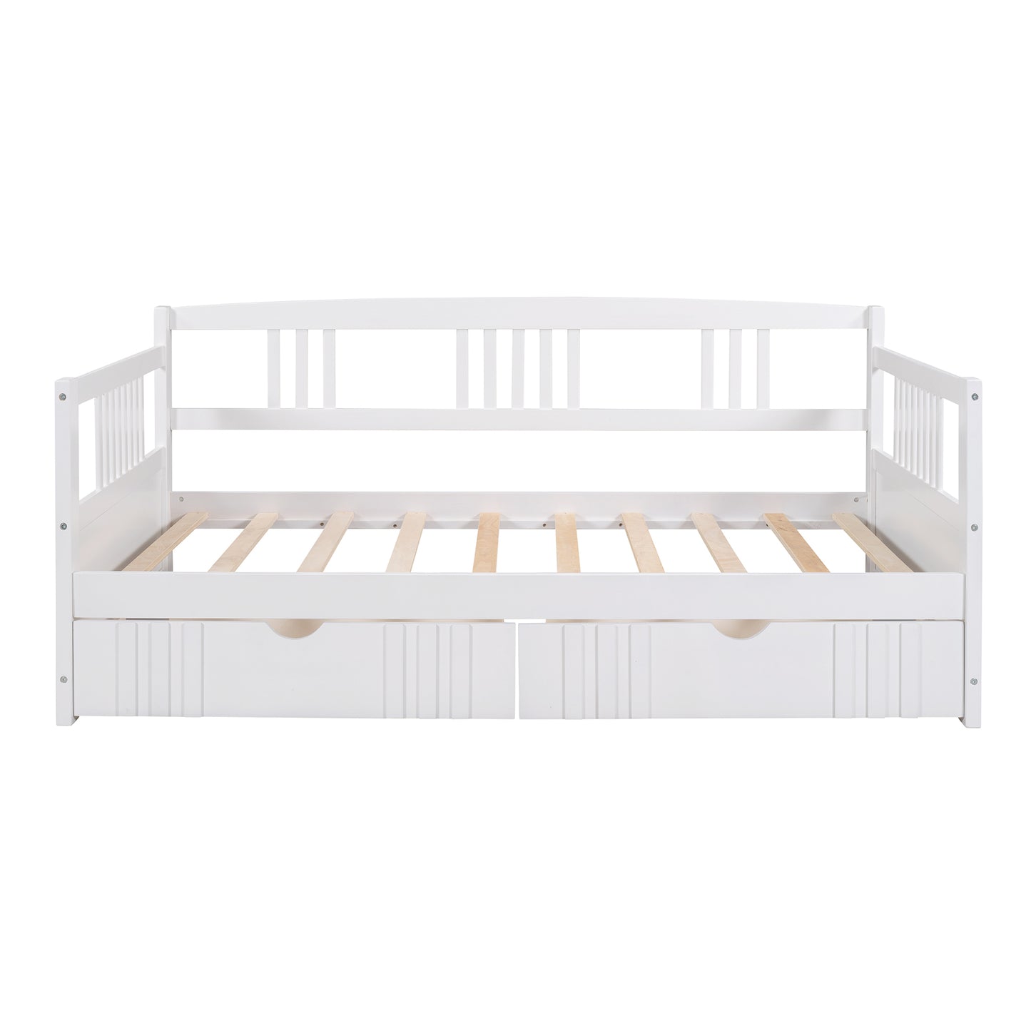 Twin Size Daybed Wood Bed with Two Drawers,White