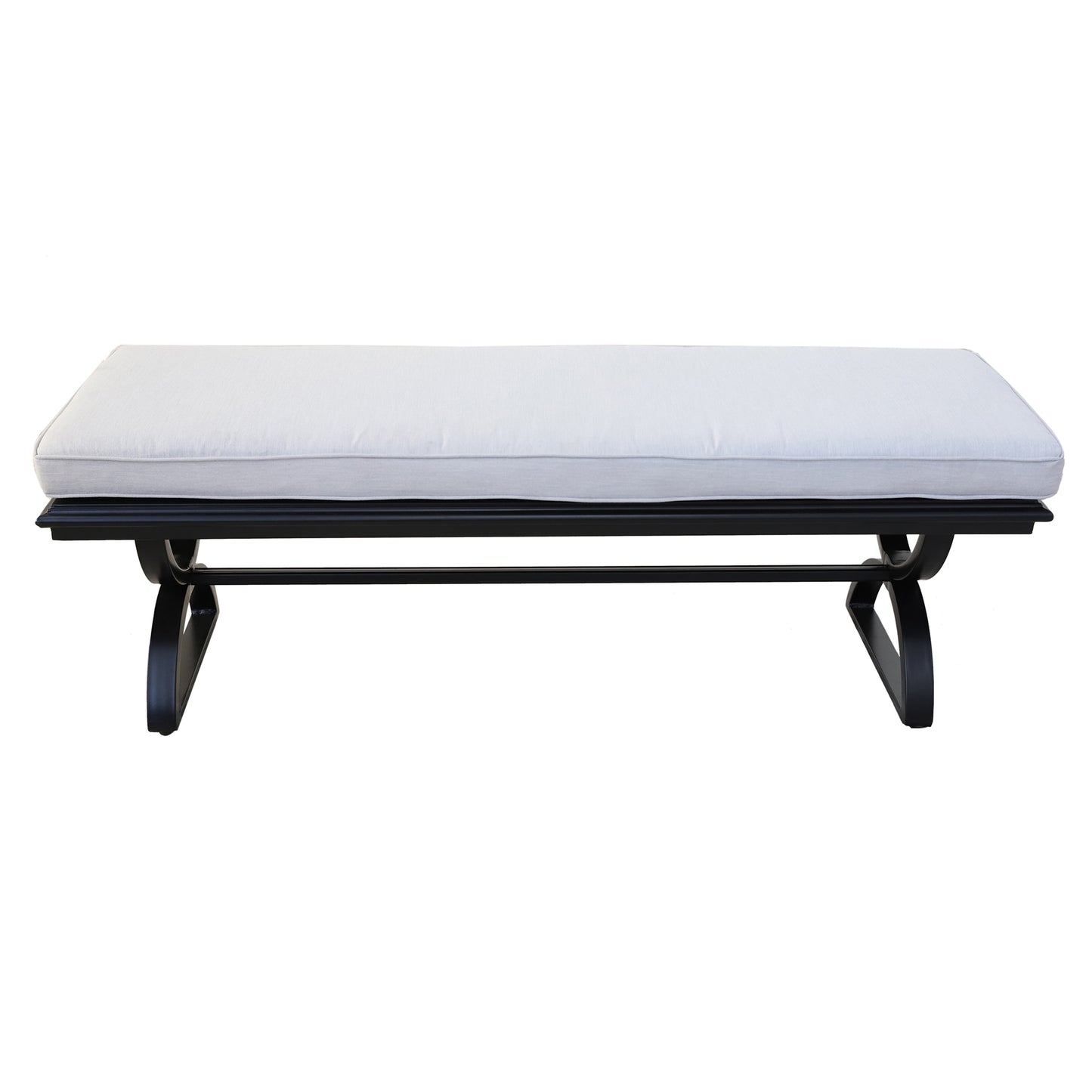 Outdoor Aluminum Bench with Cushion, Black Silk/Cast Silver