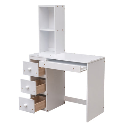 Twin Size Loft Bed with a Stand-alone Bed, Storage Staircase, Desk, Shelves and Drawers, White