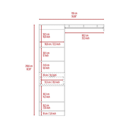 Lenox 1-Drawer 4-Shelf Closet System White