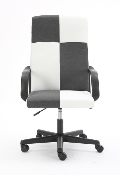 Chessboard office chair, office chair with adjustable backrest armrest, suitable for office, dormitory and study (black and white)