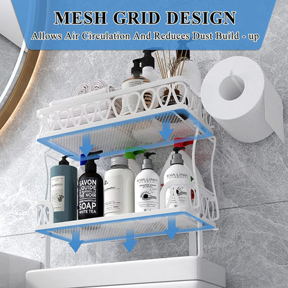 Stacking Shower Caddy Shelf Toilet Rack 2 Layer Bathroom Organizer Metal Storage Shelfl White