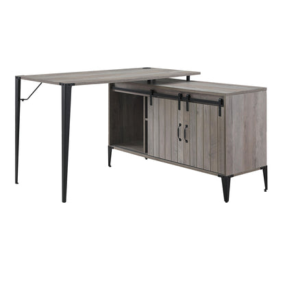 ACME Zakwani Writing Desk w/USB, Gray Oak & Black Finish OF00011