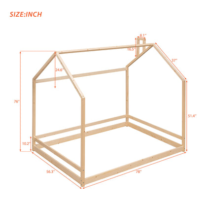 Full Size House Bed Wood Bed, Natural(OLD SKU:WF281436AAE)