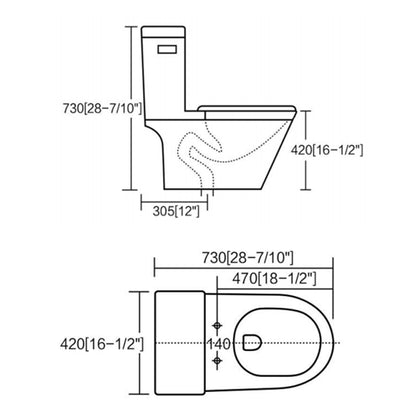 1.28 GPM (Water Efficient) One-Piece ADA Elongated Toilet, Soft Close Seat Included (cUPC Approved) - 28.7"x16.5"x28.7"