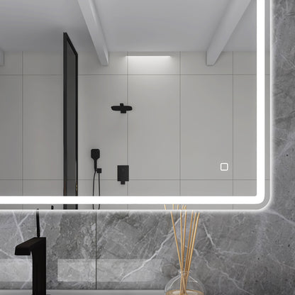 40 x 28 in.  Large Rectangular Frameless Wall-Mount Anti-Fog Bluetooth LED Light Bathroom Vanity Mirror