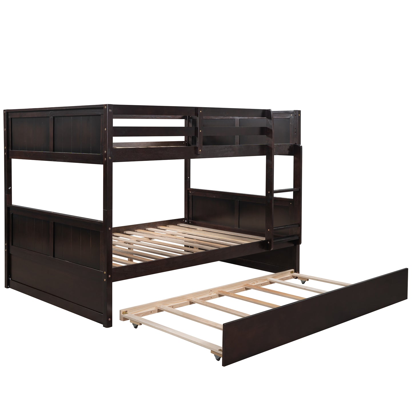 Full Over Full Bunk Bed with Twin Size Trundle, Espresso (old sku: LP000150AAP )