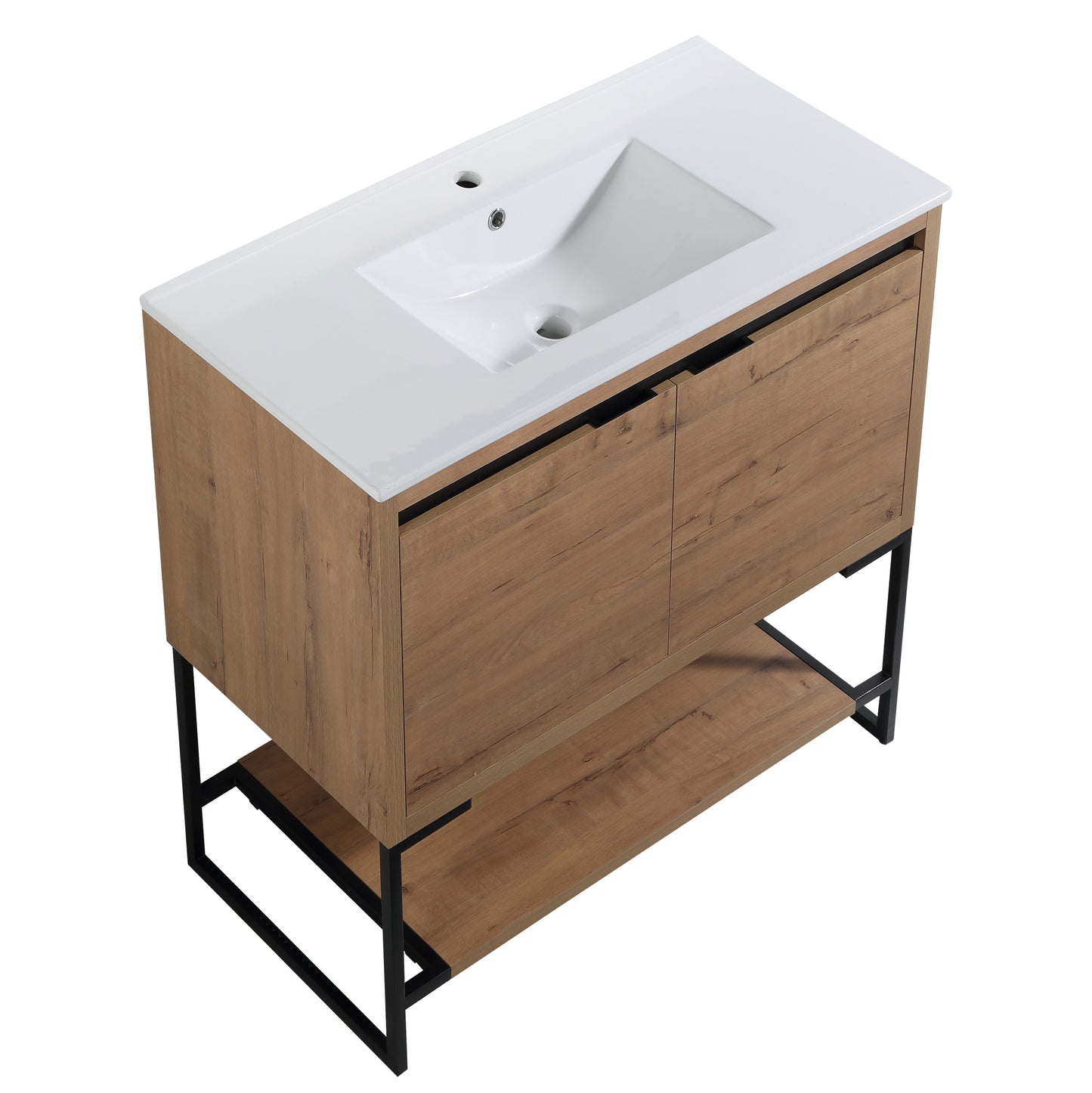 36" Freestanding Bathroom Vanity With Two Soft Closing Doors And One Shelf
