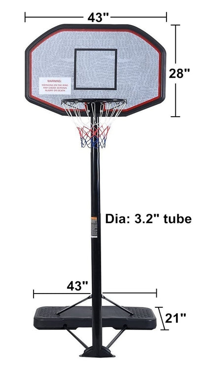 Basketball Hoop System Height Adjustable Basketball Stand for Teens Adults Indoor Outdoor w/Wheels, 43 Inch Backboard Teenagers Indoor Outdoor