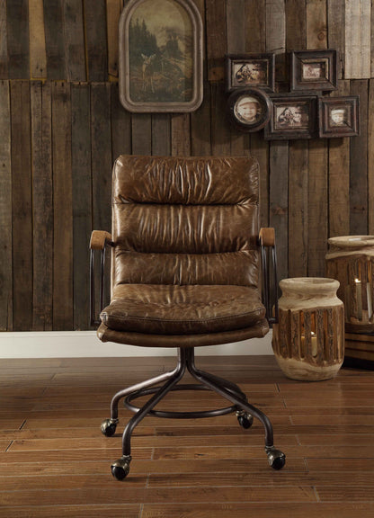 ACME Harith Office Chair in Vintage Whiskey Top Grain Leather 92416