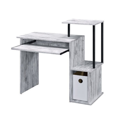 ACME Lyphre Computer Desk, Antique White & Black Finish 92762