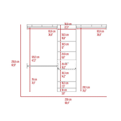 Calveston 1-Drawer 4-Shelf Closet System Dark Walnut