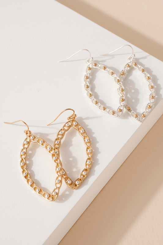 Leaf Shaped Chain Dangling Earrings