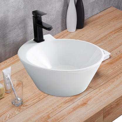 Vessel  Bathroom Sink Basin in White Ceramic