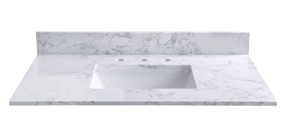 Montary carrara white engineered stone vanity top side backsplash