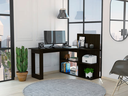 Fairfield 4-Shelf L-Shaped Computer Desk Black Wengue