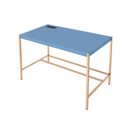 ACME Midriaks Writing Desk w/USB Port in Navy Blue & Gold Finish OF00022