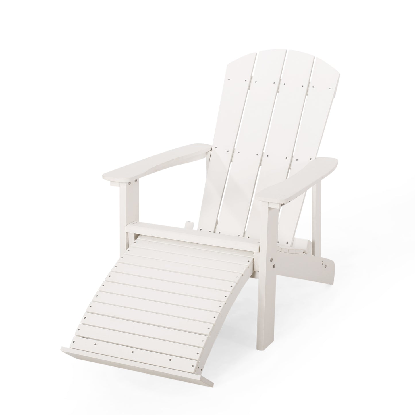 Outdoor Classic White Solid Wood Adirondack Chair Retractable Foldable （Set of 1）