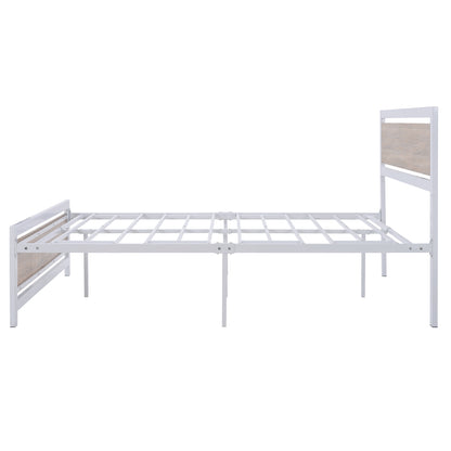 Metal and Wood Bed Frame with Headboard and Footboard ,Full Size Platform Bed ,No Box Spring Needed, Easy to Assemble(White)