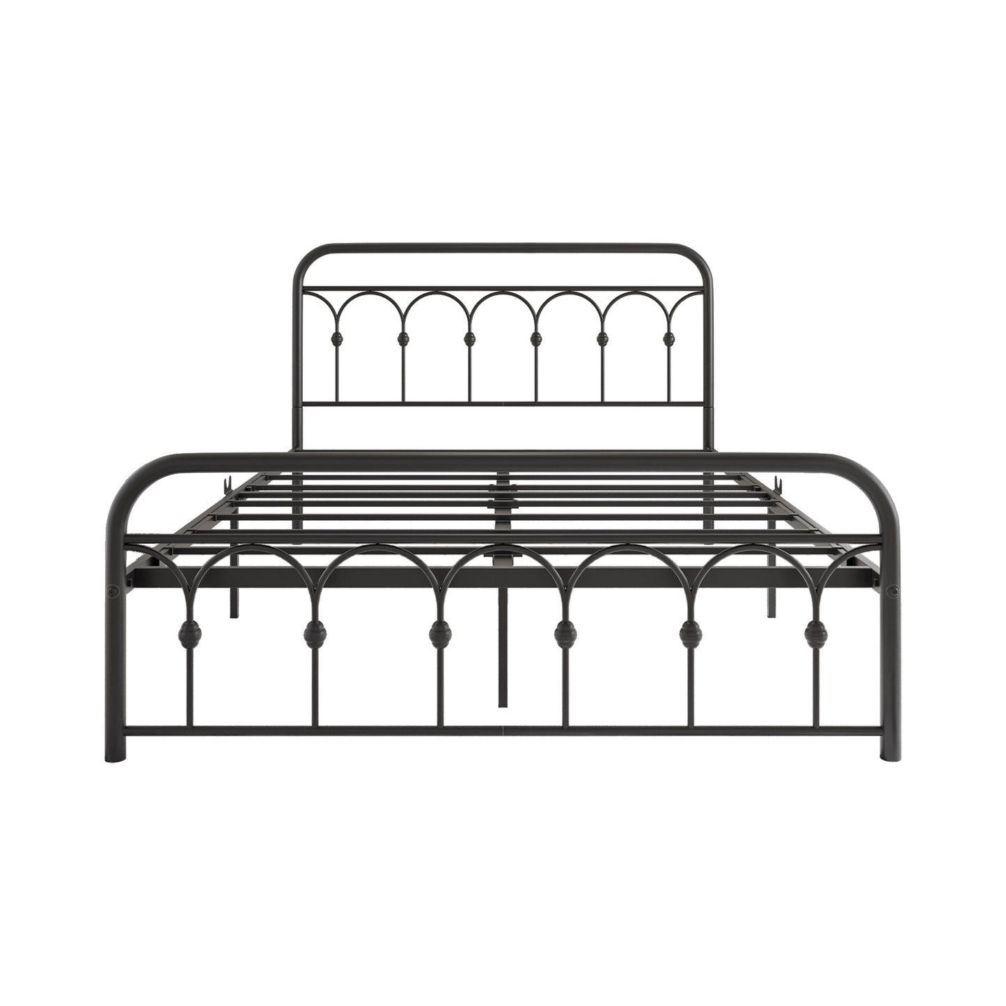 Queen Metal Bed Frame with Headboard and Footboard Platform Queen Size No Box Spring Needed 12.4" Under Bed Storage, Queen Size Black