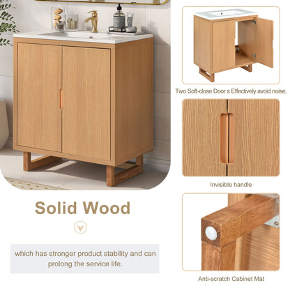 30" Bathroom vanity Set with Sink，Combo Cabinet ，Bathroom Storage Cabinet,Solid Wood Frame