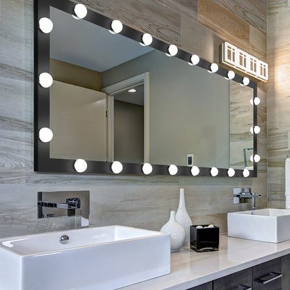 Hollywood Style Full Length Vanity Mirror With LED light bulbs Bedroom Hotel Long Wall Mouted Full Body Mirror Large Floor Dressing Mirror With Lights Black