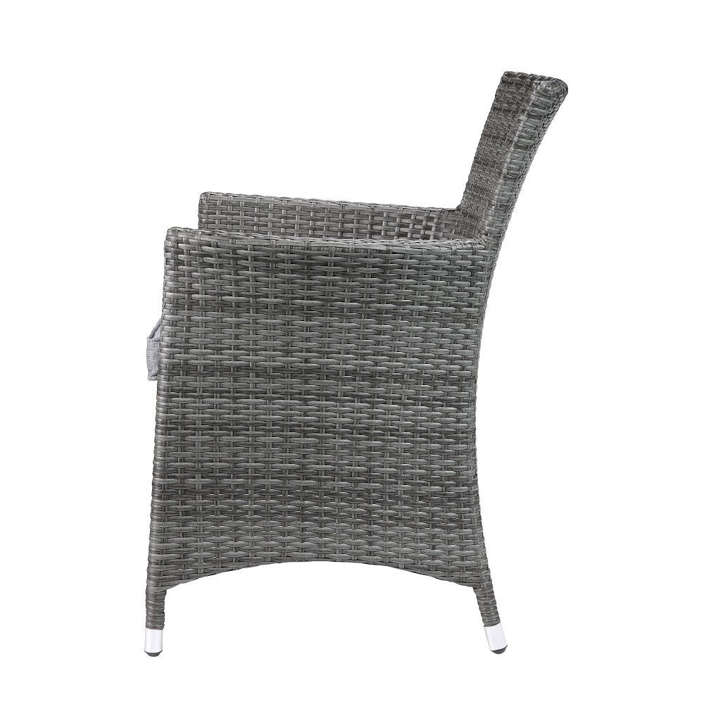 ACME Tashelle Patio Bistro Set (3Pc) in Gray Fabric & Gray Wicker 45000