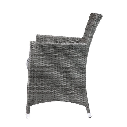 ACME Tashelle Patio Bistro Set (3Pc) in Gray Fabric & Gray Wicker 45000