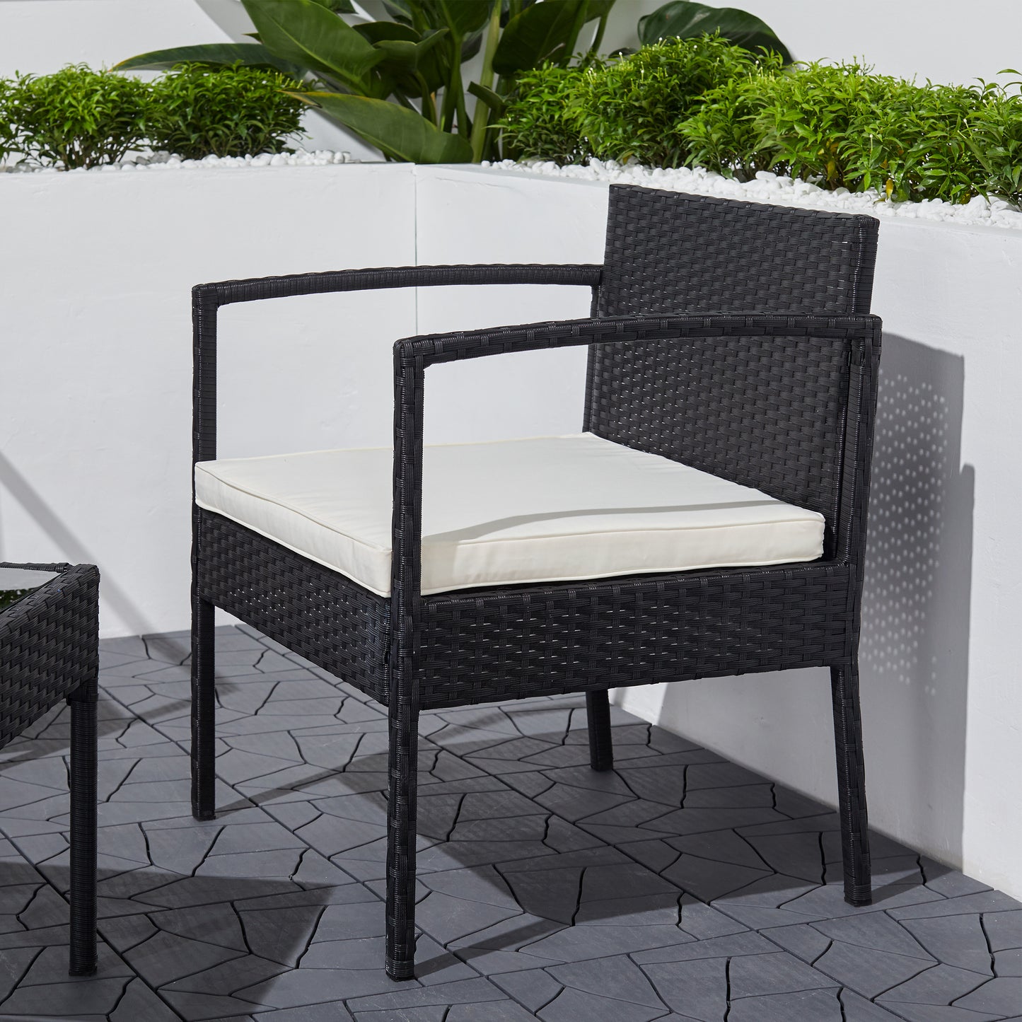 Classic Outdoor Wicker Coffee Lounger Set with Cushion