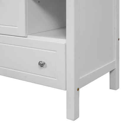 [VIDEO] 30" Bathroom Vanity with Sink, Bathroom Storage Cabinet with Doors and Drawers, Solid Wood Frame, Ceramic Sink, White