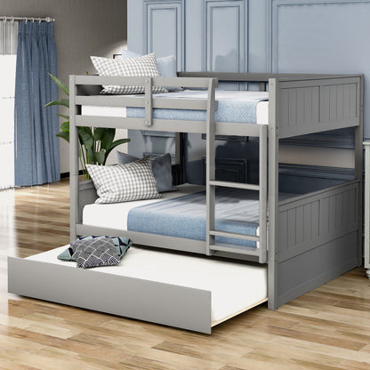 Full Over Full Bunk Bed with Twin Size Trundle, Gray ( old sku: LP000150AAE )