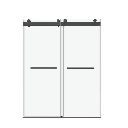 60 in. W x 76 in. H Sliding Frameless Shower Door in Matte Black with 3/8 in. (10 mm) Clear Glass with buffer