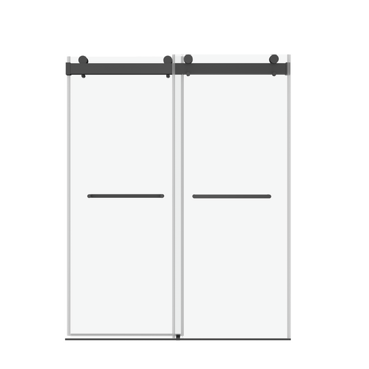 60 in. W x 76 in. H Sliding Frameless Shower Door in Matte Black with 3/8 in. (10 mm) Clear Glass