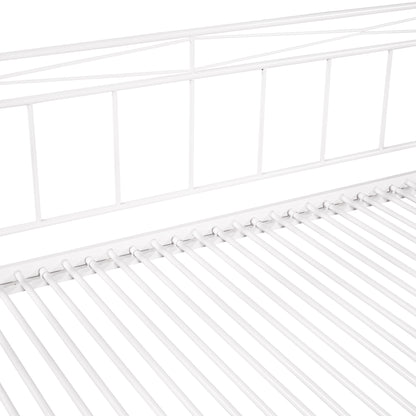 Twin Size Metal Daybed with Trundle, Daybed with Slat No Box required White