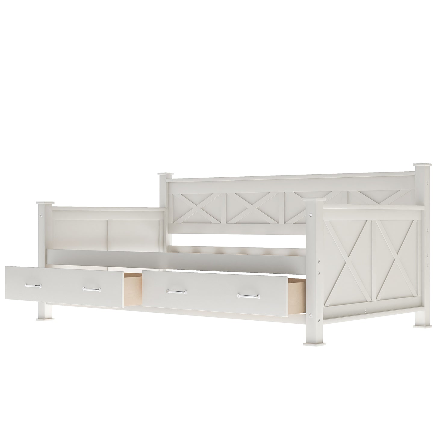 Twin  Size Wooden Modern and Rustic Casual Style Daybed, Cream White(New)