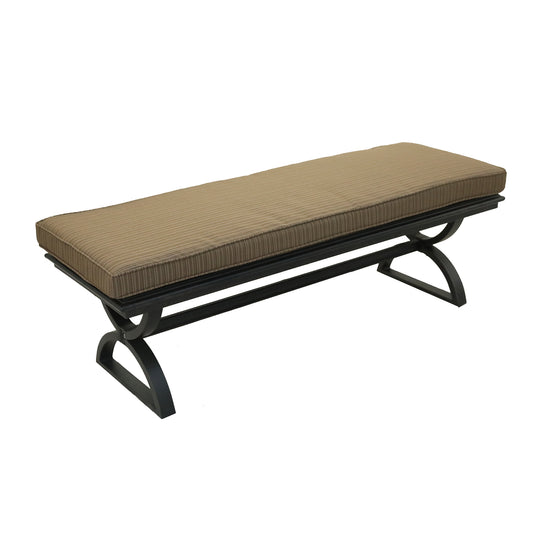 Outdoor Aluminum Bench with Cushion, Dark Lava Bronze/Dupione Brown