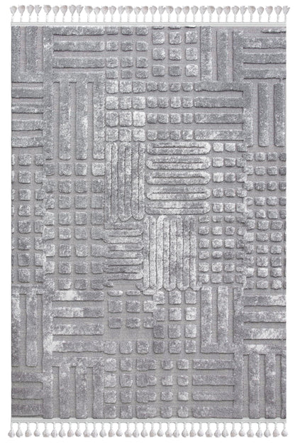 Graphics Gray and Beige Polyester Area Rug 8x10