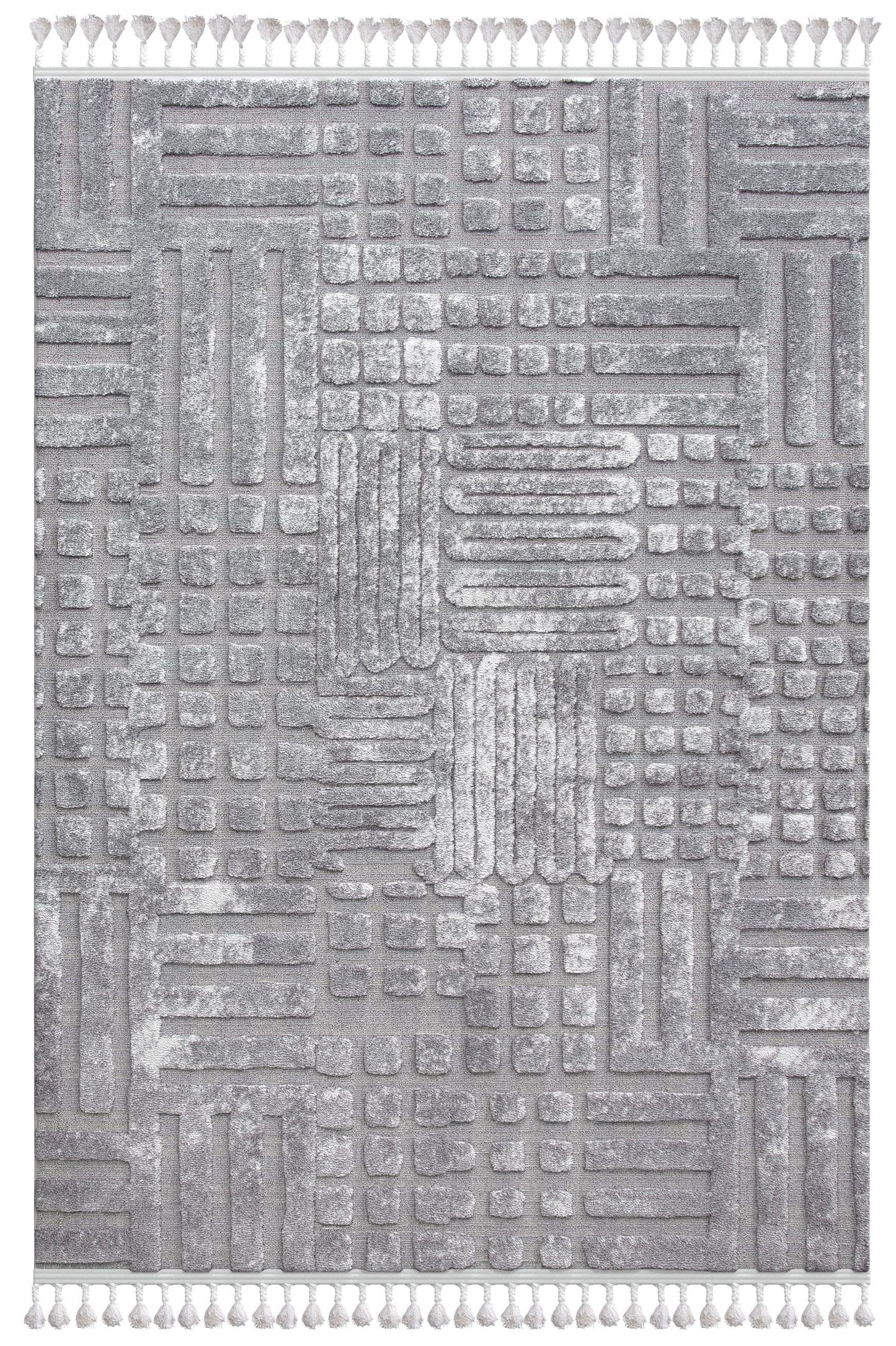 Graphics Gray and Beige Polyester Area Rug 5x8