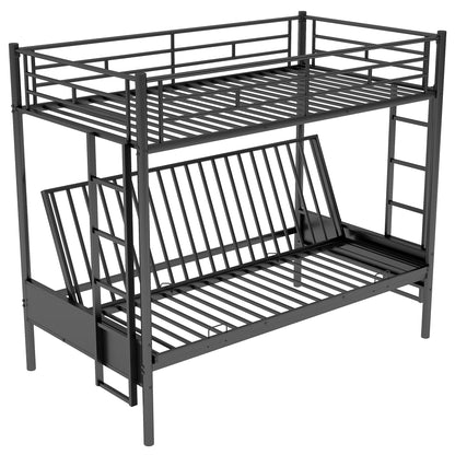 Twin over Full Metal Bunk Bed, Multi-Function,Black(OLD SKU:MF193079AAB)